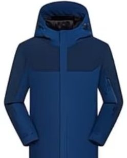 DYEWAVE custom hooded color-block jacket in Denim Blue / Navy