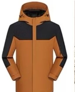 DYEWAVE custom hooded color-block jacket in Caramel / Black