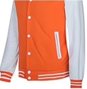 DYEWAVE custom varsity baseball jacket in Orange / White
