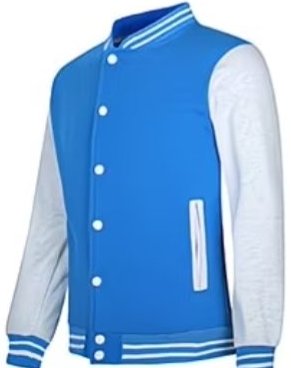 DYEWAVE custom varsity baseball jacket in Sky Blue / White